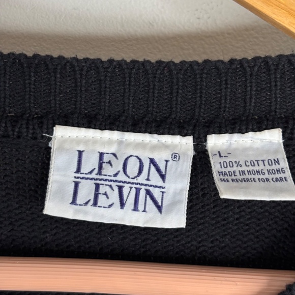 VTG Leon Levin Cardigan L Lady Jacket Cotton Black Gold Button Preppy Old Money - Picture 5 of 9